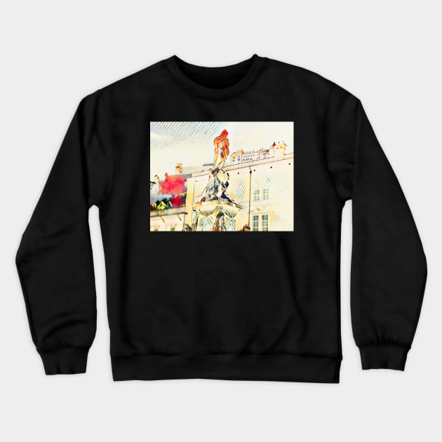 Cathedral Square Salzburg, Marien statue Crewneck Sweatshirt by Zamart20